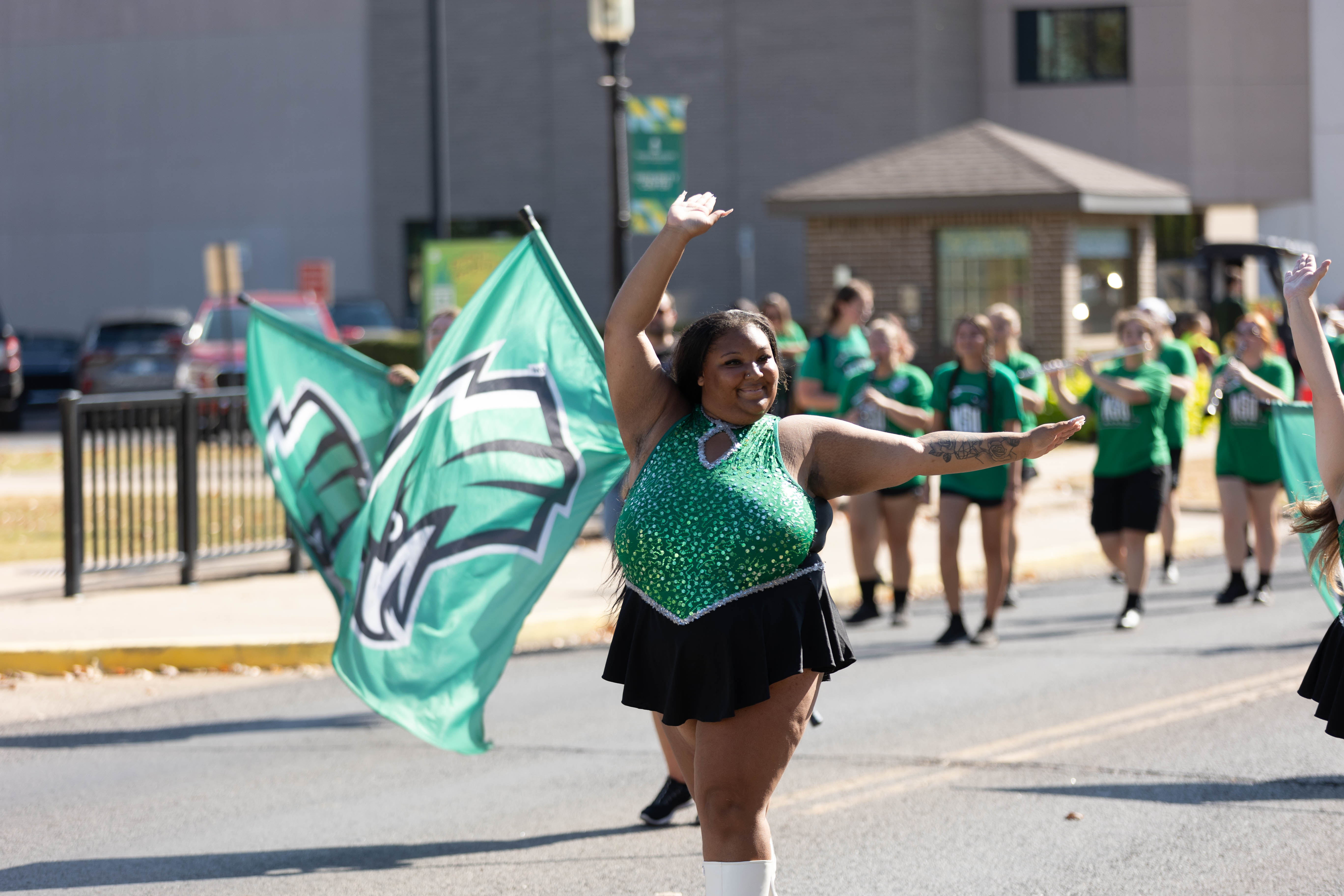 sassy hawks with marching band 
