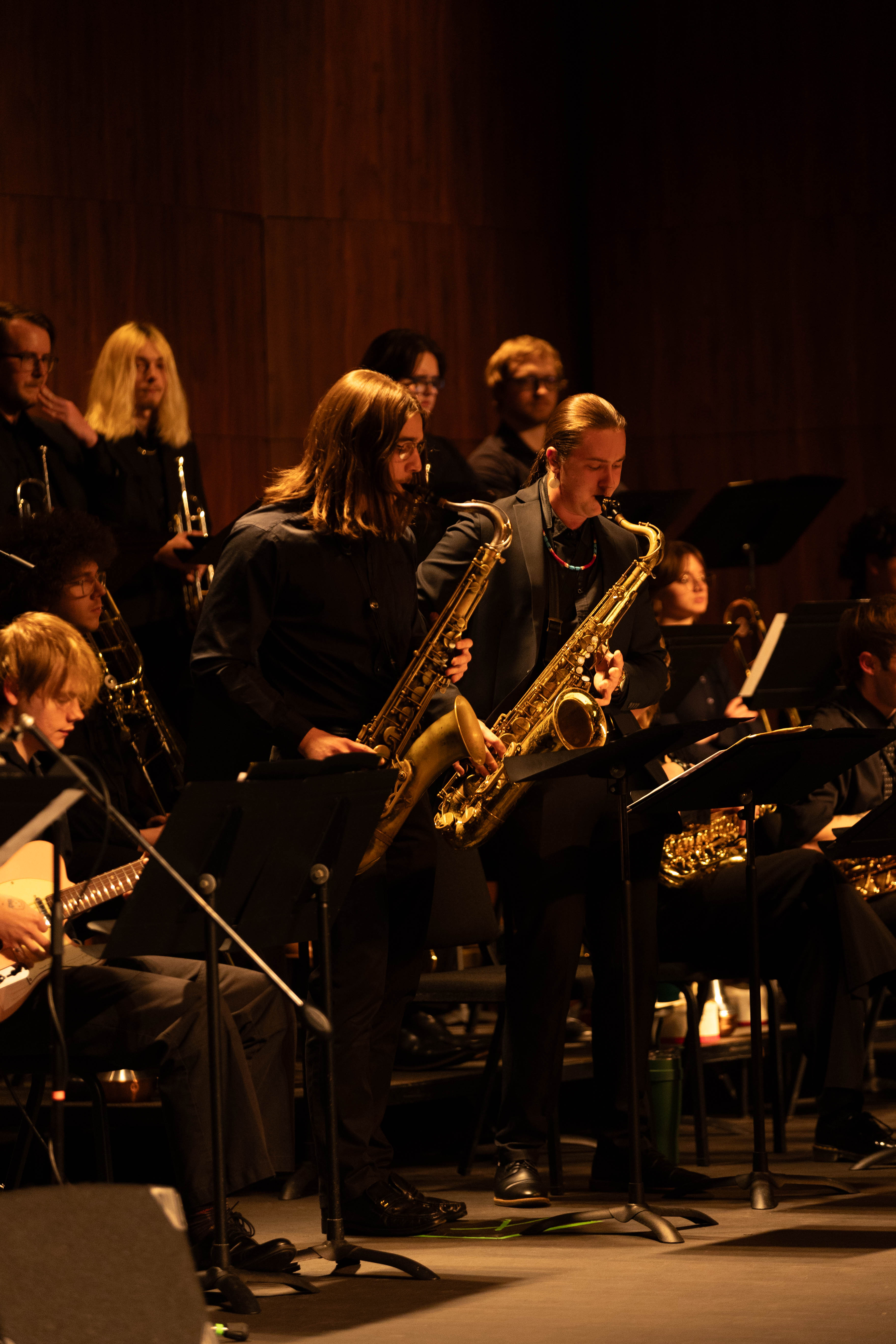 student playing the saxophone 