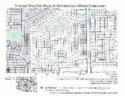 nsu geography student created map of the norman water line break and downstream affected customers