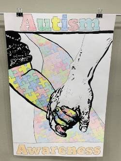 Autism Awareness Poster with Hands